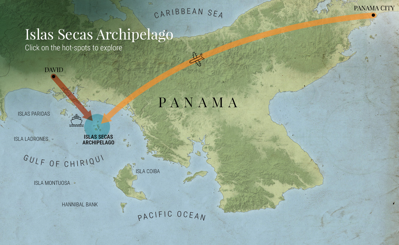 A map of our lodge off the cost of panama in the islas secas archipelago